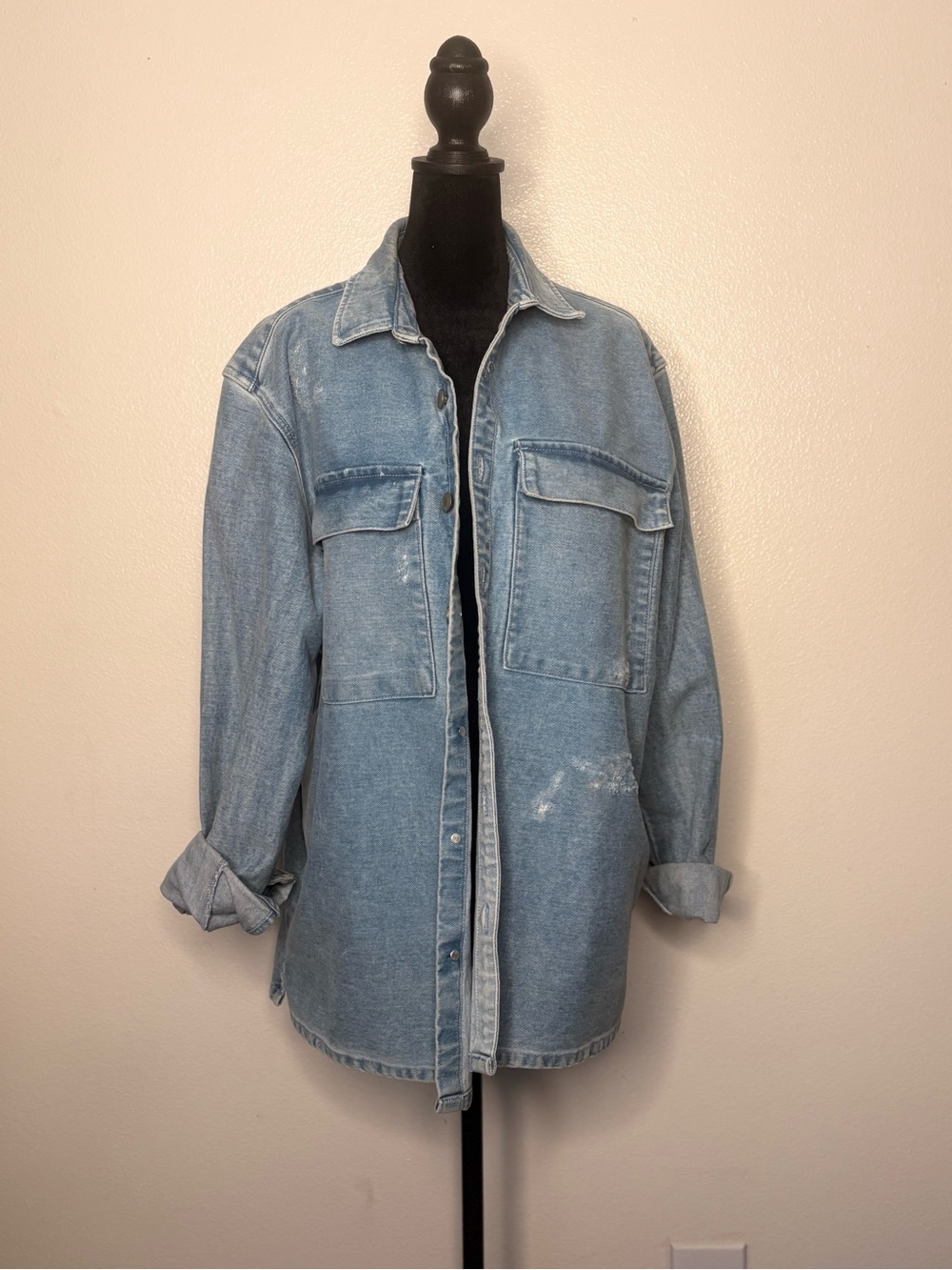 Topman Light Wash Denim Jacket - Pale Blue unisex size L
